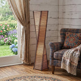 50" Black Floor Lamp With Black and Tan Twisted Cylinder Shade