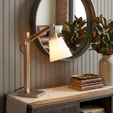 25" Natural Wood Adjustable Height Table Lamp With White Bell Shade