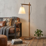 61" Natural Solid Wood Task With White Cotton Shade