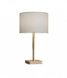 21" Natural Solid Wood Table Lamp With Gray Drum Shade