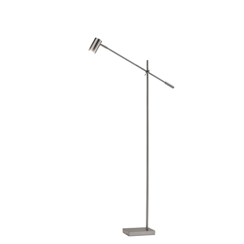 63" Silver LED Task Floor Lamp With Silver Metal Drum Shade