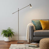 63" Silver LED Task Floor Lamp With Silver Metal Drum Shade