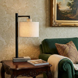 23" Gray Metal Novelty Table Lamp With White Empire Shade