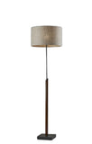 63" Beige And Black Floor Lamp With Beige Fabric Drum Shade