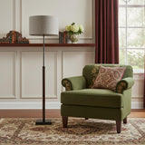 63" Beige And Black Floor Lamp With Beige Fabric Drum Shade