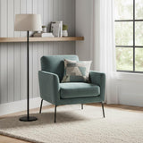 83" Silver Arc Floor Lamp With White Linen Empire Shade