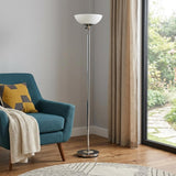 72" Black And White With White Glass Shade