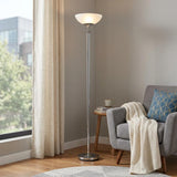 72" Silver With White Glass Shade