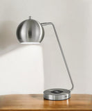 21" Silver Metal Desk Table Lamp With Silver Shade