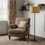 60" Brown And Black Floor Lamp With Brown Veneer Drum Shade