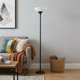 71" Black And White With White Plastic Shade