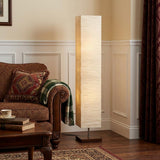 57" Brown And White Two Light Column Floor Lamp With White Paper Rectangular Shade