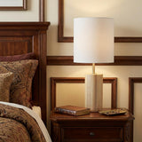 Natural Wood Circular Block Table Lamp