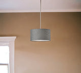 Heather Grey Fabric Shade Drum Pendant