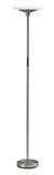 71" Silver LED Torchiere Floor Lamp With White Glass Cone Shade