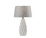 Set of Two 23" White Ceramic Bedside With Gray Drum Shade