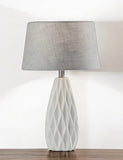 Set of Two 23" White Ceramic Bedside With Gray Drum Shade
