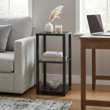 28" Black Square End Table With Two Shelves