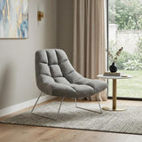 40" Gray and Silver Upholstered Tufted Butterfly Chair