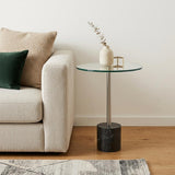 21" Silver And Clear Glass Round End Table