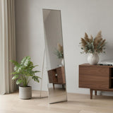 59" Silver Metal Framed Cheval Standing Mirror