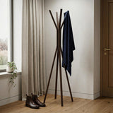 68" Brown Wood Four Hook Freestanding Coat Rack