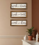 Set Of Three Bathroom Rules Wood Framed Wall Art