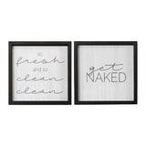 Set of Two Square Get Naked Black Framed Text Wall Decor