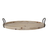 18" Natural Oval Wood Indoor Outdoor Lazy Susan With Handles