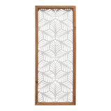 25" X 10" White and Natural Leaf Floral Wood and Metal Wall Decor