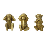 Set of Three 7" Gold Resin Tabletop Sculpture