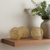 Set of Three Gold Aluminum Decorative Orbs