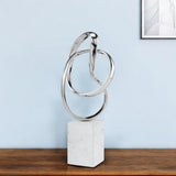 18" Silver and White Marble and Aluminum Sculpture