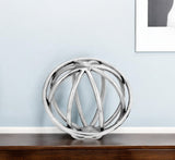 7" Silver Cast Iron Decorative Orb Tabletop Sculpture
