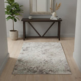 4' X 6' Ivory Black And Gray Abstract Handmade Area Rug