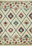 5' X 8' Ivory Blue And Red Southwestern Area Rug