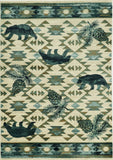 5' X 8' Ivory And Blue Southwestern Area Rug