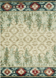 5' X 8' Ivory Green And Red Southwestern Area Rug