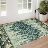 3' X 5' Slate Blue And Ivory Southwestern Area Rug