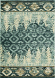 5' X 8' Slate Blue Winter Pine Trees Area Rug