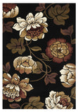 2' X 3' Black Tan And Ivory Floral Area Rug