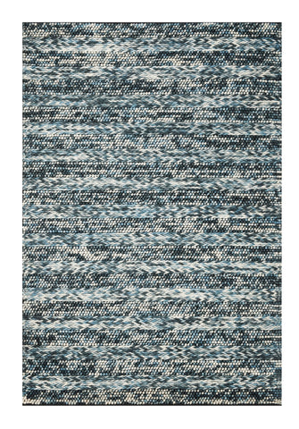 3' X 5' Ivory Blue And Gray Wool Striped Hand Woven Area Rug
