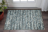 3' X 5' Ivory Blue And Gray Wool Striped Hand Woven Area Rug