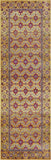 8' Gold And Red Floral Runner Rug