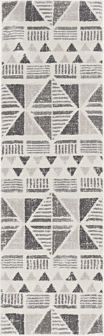 8' Ivory Geometric Runner Rug