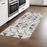 8' Ivory Geometric Runner Rug