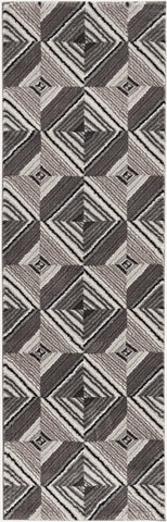 8' Gray Geometric Runner Rug