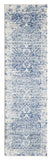 7' Ivory Blue Machine Woven Distressed Medallion Indoor Runner Rug