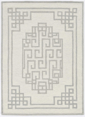 2' X 4' Gray And Ivory Wool Geometric Hand Tufted Area Rug
