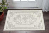 3' X 5' Gray And Ivory Wool Geometric Hand Tufted Area Rug
